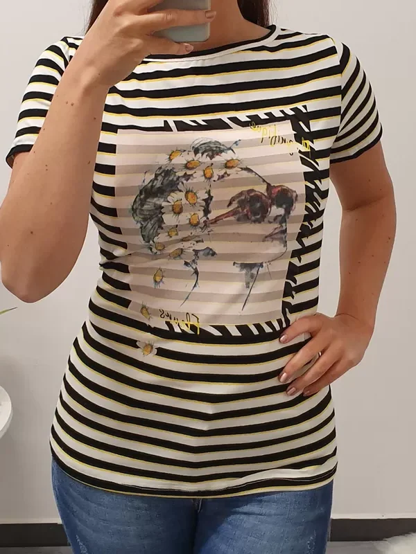 MAJICA FLOWER ČRTASTA