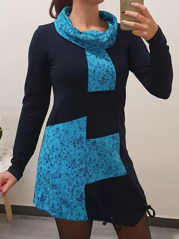 TUNIKA IVA TEMNO MODRA Z MODRO