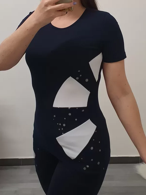 MAJICA LORENA TEMNO MODRA-BELA