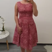 ELEGANTNA OBLEKA ROZA CVETICE - slika 2