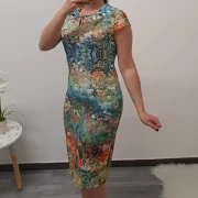 ELEGANTNA OBLEKA PISANA ZELENA - slika 2