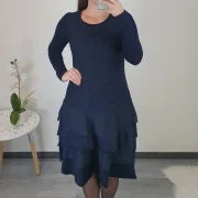 OBLEKA SUZI TEMNO MODRA PIKA