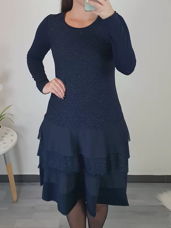 OBLEKA SUZI TEMNO MODRA PIKA