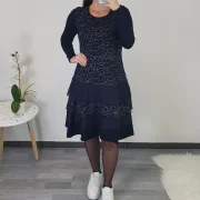 OBLEKA SUZI TEMNO MODRA ČRTA - slika 4