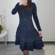 OBLEKA SUZI TEMNO MODRA ČRTA - slika 3