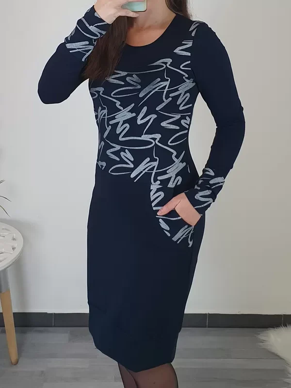 OBLEKA ENA TEMNO MODRA