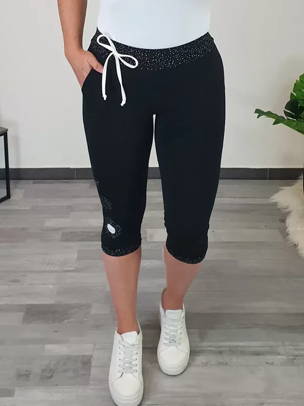 3/4 HLAČE OLGA ČRNO-BELA