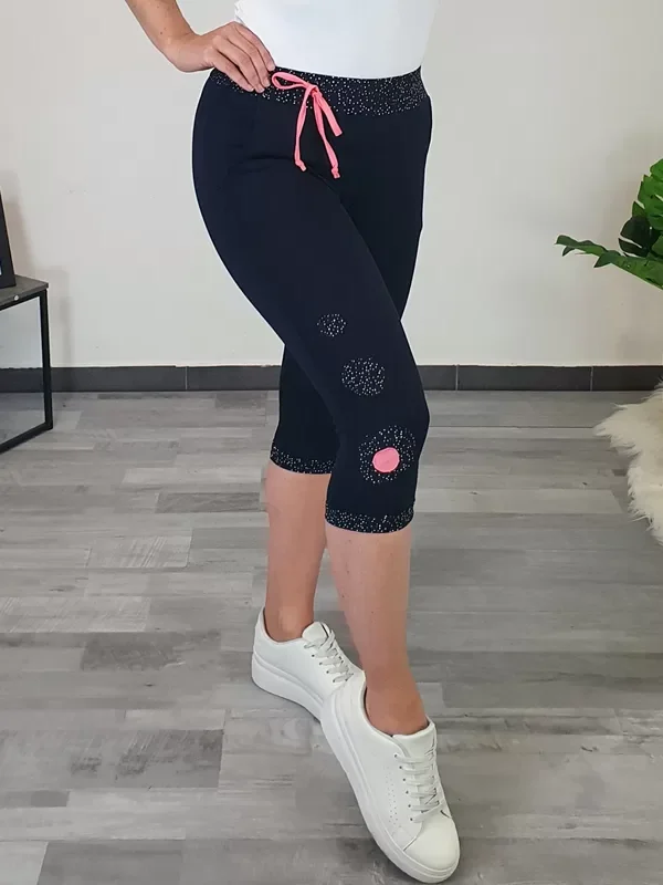 3/4 HLAČE OLGA TEMNO MODRA-ROZA