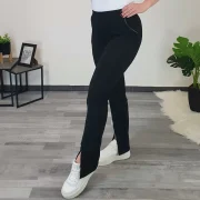 HLAČE KLARA Z RAZPORKOM ČRNE - slika 2