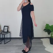 OBLEKA GLORIA TEMNO MODRA - slika 4