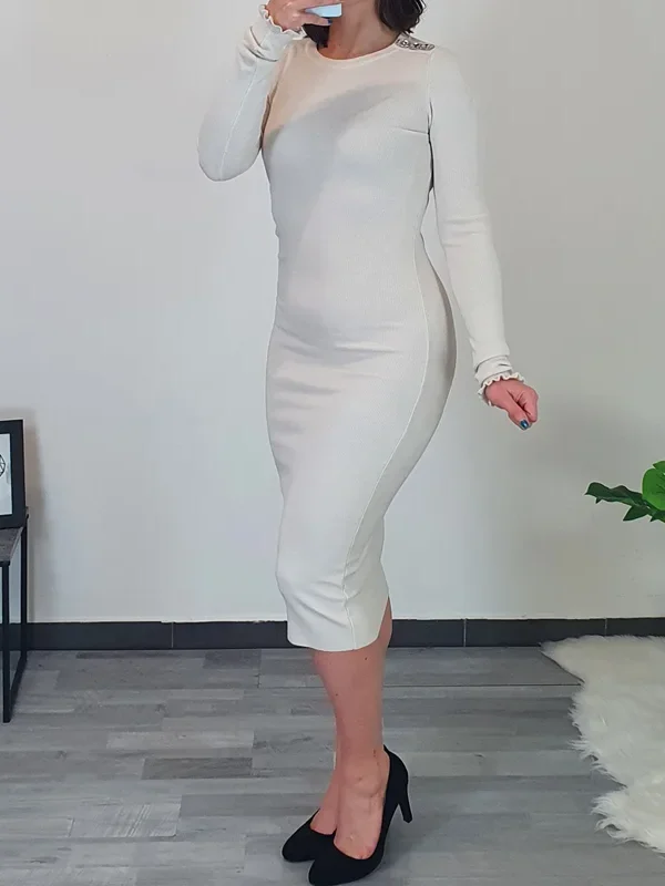 PLETENA OBLEKA 90681 BEŽ