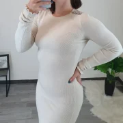 PLETENA OBLEKA 90681 BEŽ - slika 3