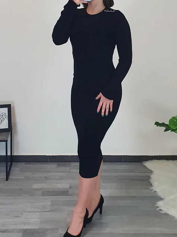 PLETENA OBLEKA 90681 ČRNA