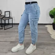 ŽENSKE JEANS HLAČE JS1302 Z ŽEPI - slika 3