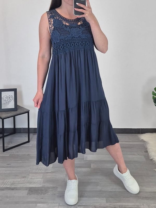 OBLEKA 9162 TEMNO MODRA