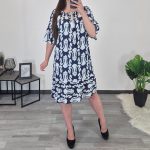 OBLEKA 6797 TEMNO MODRA