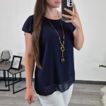 BLUZA 35295 TEMNO MODRA