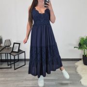 OBLEKA 90687 TEMNO MODRA