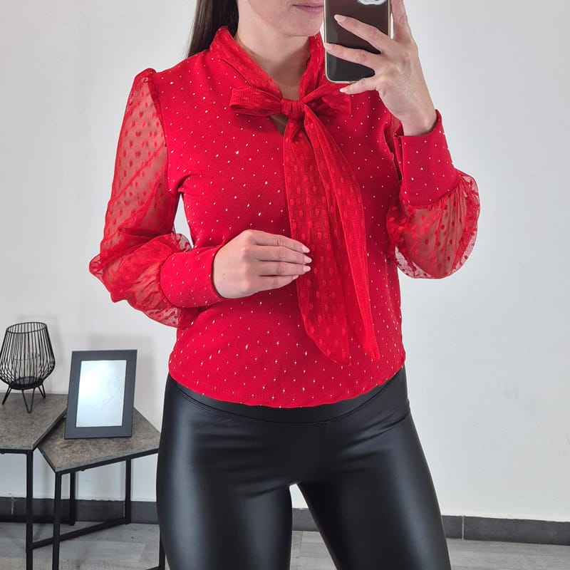 20241210_102607 BLUZA 10376 RDEČA - slika 1