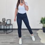 ELEGANTNE 7/8 HLAČE 3A506 TEMNO MODRA