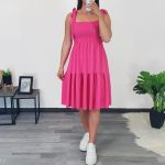OBLEKA 9157 TEMNO ROZA