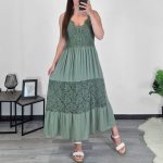 OBLEKA 90687 OLIV