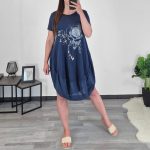 OBLEKA 10647 TEMNO MODRA