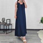 OBLEKA 8618 TEMNO MODRA